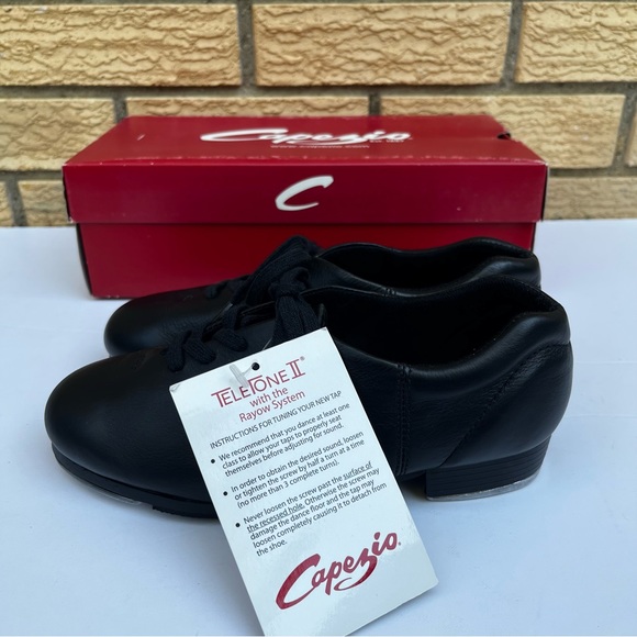 CG09 Capezio Premiere Black Leather Tap Shoes Women’s 4.5 Fit Child 2-2.5 New - Picture 6 of 14